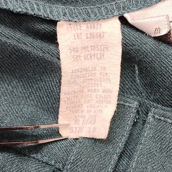 Vintage 90s Fundamental Things Pants Womens 18 Green High Rise Pleated Tapered - Picture 4 of 9